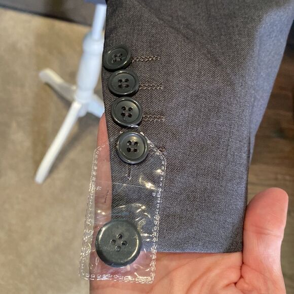 Men’s Gray Suit Jacket Blazer One Button Notched Lapel Business Size XL NWT - Picture 5 of 11